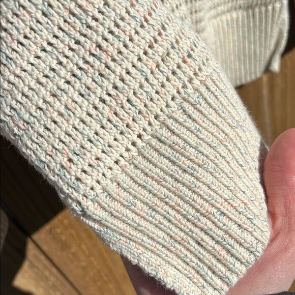 Madewell Women’s Cream with Orange Blue Thread V-Neck Long Sleeve Sweater Cotton - Picture 2 of 16